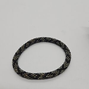 woven seed bead bracelet black and brownish